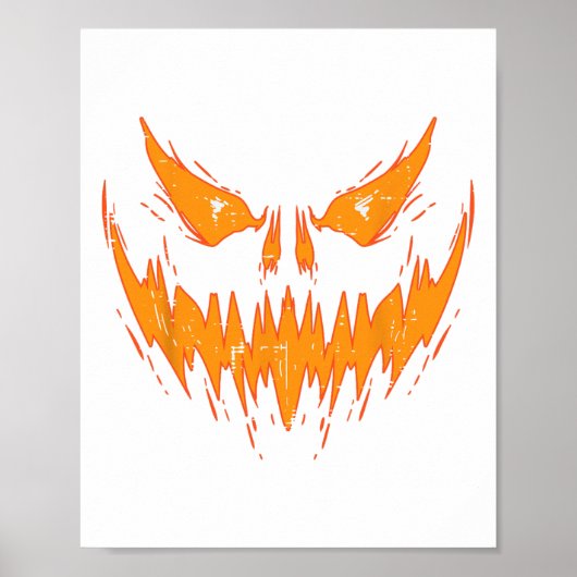 Scary Spooky Jack O Lantern Face Pumpkin Halloween Poster (Voorkant)
