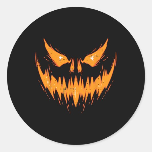 Scary Spooky Jack O Lantern Face Pumpkin Halloween Ronde Sticker (Voorkant)