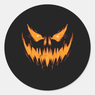 Scary Spooky Jack O Lantern Face Pumpkin Halloween Ronde Sticker
