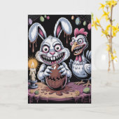 Scary Surreal Horror Easter Card Dark Holiday  Kaart (Gele Bloem)