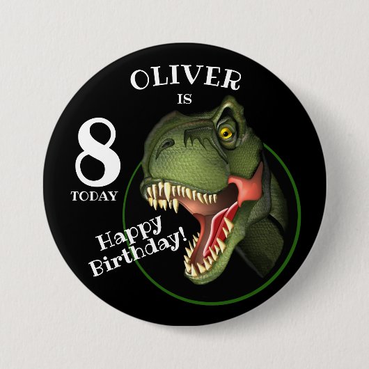 Scary T-Rex Dinosaur Kinder leeftijd Ronde Button 7,6 Cm (Voorkant)