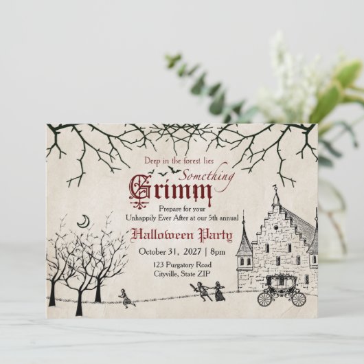 Scary Tales Donkere Sprookjes Halloween Uitnodigin Kaart (Staand voorkant)