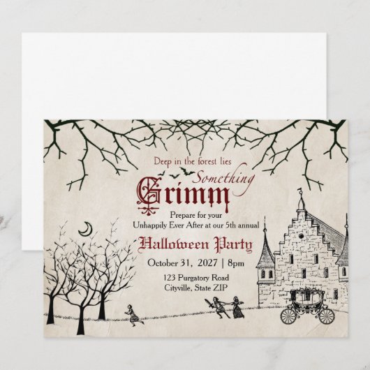 Scary Tales Donkere Sprookjes Halloween Uitnodigin Kaart (Voorkant / Achterkant)