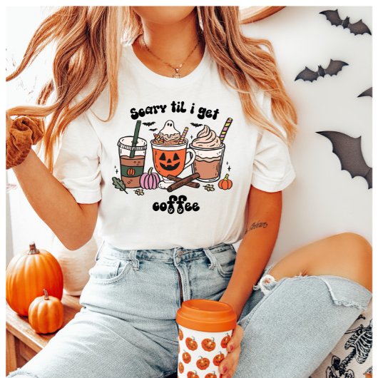 Scary Til I get Coffee Halloween T-shirt