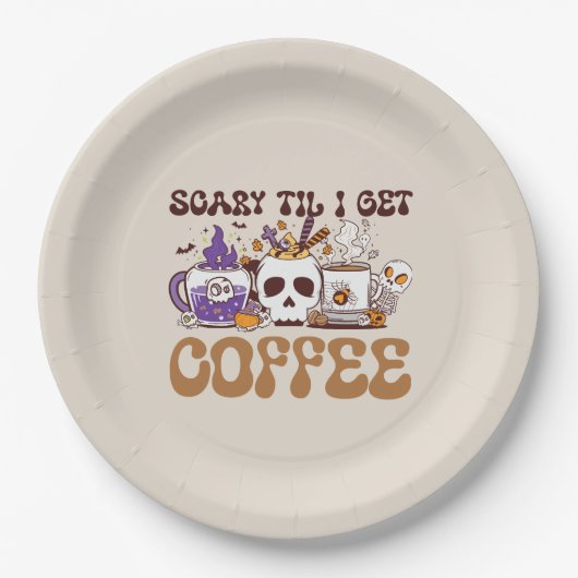 Scary Til I Get Coffee Papieren Bordje (Voorkant)