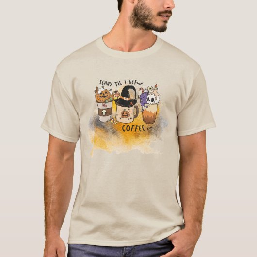 Scary Tot ik koffie krijg - Halloween Cups en Mokk T-shirt (Voorkant)