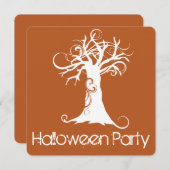 Scary Tree Oranje Halloween Party Invitation Kaart (Voorkant / Achterkant)