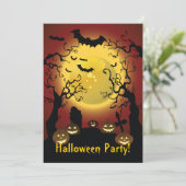 Scary Trees Halloween Party Invitation Kaart (Staand voorkant)