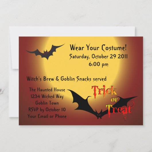 Scary Trees Halloween Party Invitation Kaart (Achterkant)