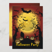 Scary Trees Halloween Party Invitation Kaart (Voorkant / Achterkant)