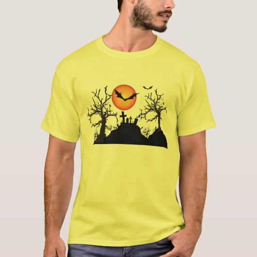 Scary Trees with Bats Halloween T-shirt (Voorkant)