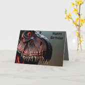 Scary Tyrannosaurus Rex, Birthday Kaart (Gele Bloem)