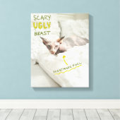 Scary Ugly Cat Canvas Afdruk (Insitu (Houten vloer))