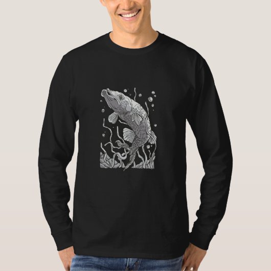 Scary underwater sea fish predator t-shirt (Voorkant)