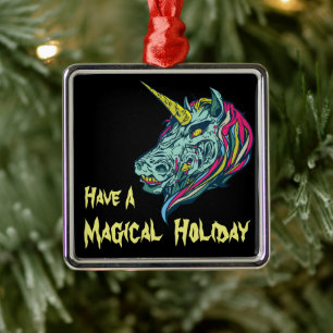 Scary Unicorn Metalen Ornament