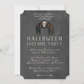 Scary Vampire Bat Wings Skull Halloween Party Kaart (Voorkant)