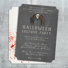 Scary Vampire Bat Wings Skull Halloween Party Kaart