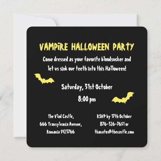 Scary Vampire Halloween Party Invitation Kaart (Achterkant)