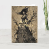 Scary Vintage Salem Witch Gothic Spooky Halloween  Kaart (Voorkant)
