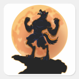 Scary Werewolf Howling Trick or treat Halloween Vierkante Sticker
