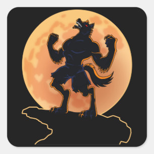 Scary Werewolf Howling Trick or treat Halloween Vierkante Sticker