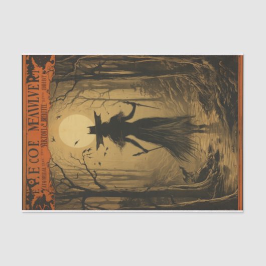 Scary Witch Creepy Forest Bats Halloween Decoupage Tissuepapier (Voorkant)