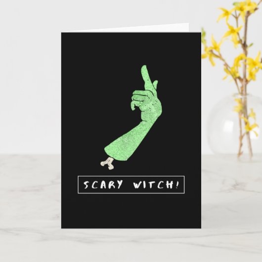 Scary Witch Funny Halloween Kaart (Gele Bloem)