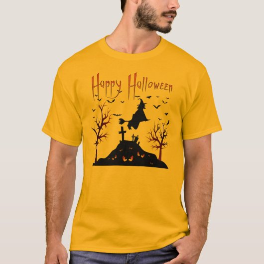 Scary Witch Happy Halloween T-shirt (Voorkant)