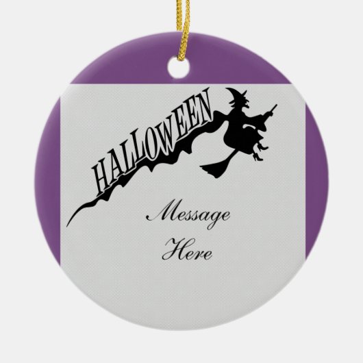 Scary Witch Riding Broom Halloween Thunder_Cove Keramisch Ornament (Voorkant)