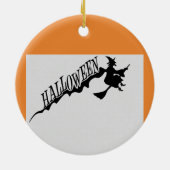 Scary Witch Riding Broom Halloween Thunder_Cove Keramisch Ornament (Achterkant)