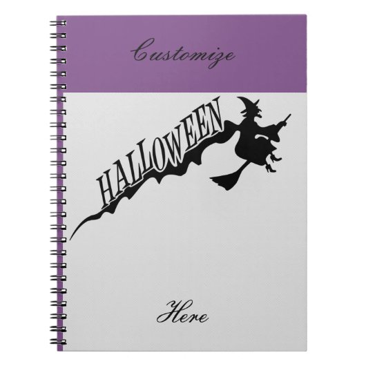 Scary Witch Riding Broom Halloween Thunder_Cove Notitieboek (Voorkant)