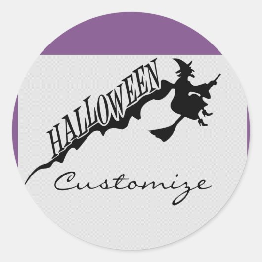 Scary Witch Riding Broom Halloween Thunder_Cove Ronde Sticker (Voorkant)