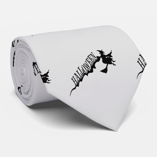 Scary Witch Riding Broom Halloween Thunder_Cove Stropdas (Opgerold)