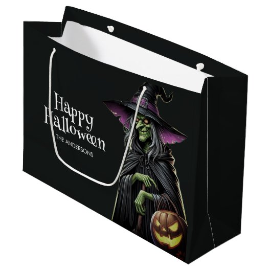 Scary Witch thema Halloween Groot Cadeauzakje (Voorkant Gekanteld)