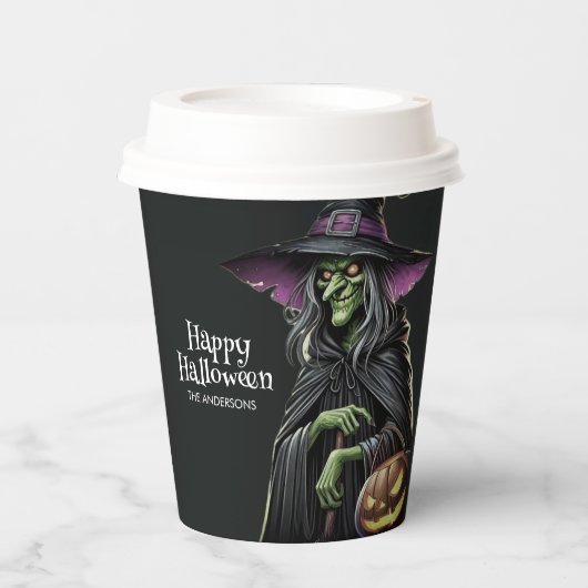 Scary Witch thema Halloween Papieren Bekers (Voorkant)