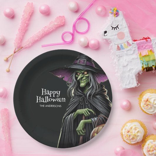 Scary Witch thema Halloween Papieren Bordje (Feest)