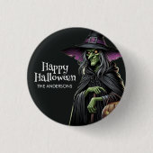 Scary Witch thema Halloween Ronde Button 3,2 Cm (Voorkant)