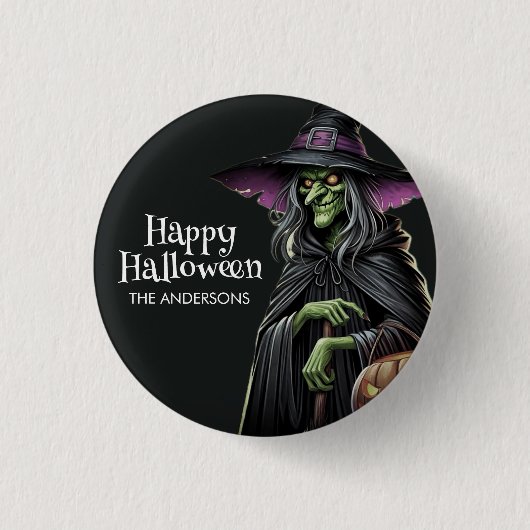 Scary Witch thema Halloween Ronde Button 3,2 Cm (Voorkant)