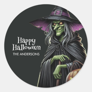 Scary Witch thema Halloween Ronde Sticker