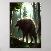 Scary wolf beast in het bos | AI Art Poster (Voorkant)