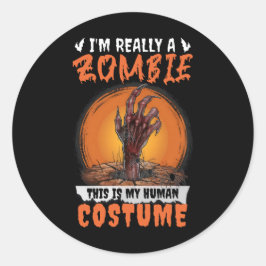 Scary Zombie Funny Halloween Kostuum Creepy Grave Ronde Sticker