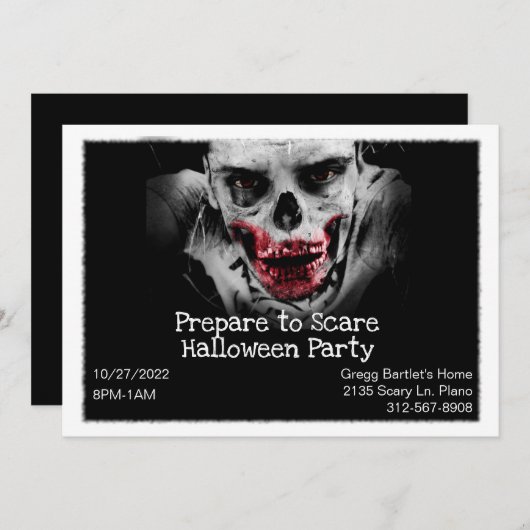 Scary Zombie Halloween Invitation Kaart (Voorkant / Achterkant)