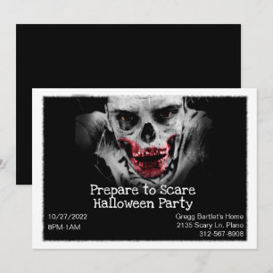 Scary Zombie Halloween Invitation Kaart