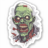 Scary Zombie Head Horror Sticker (Voorkant)