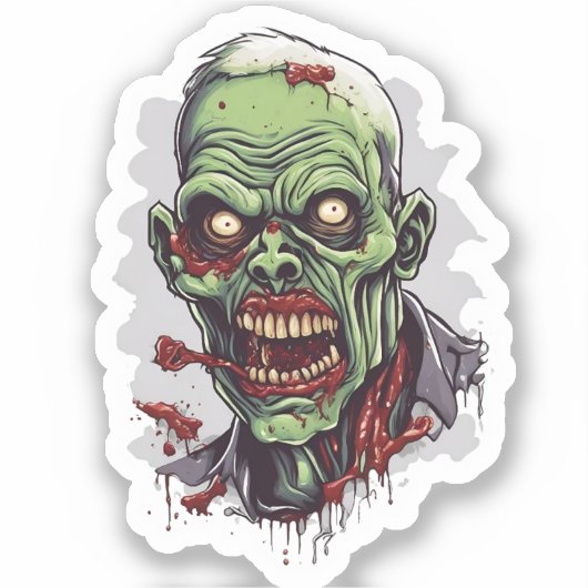 Scary Zombie Head Horror Sticker (Voorkant)