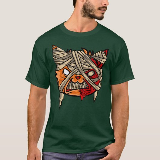 Scary Zombie Mummy Cat T-shirt (Voorkant)