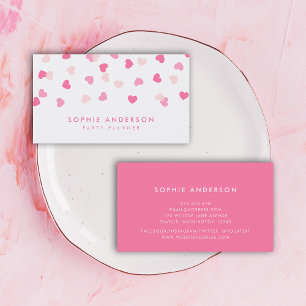 Scatered Pink Hearts Confetti Visitekaartje