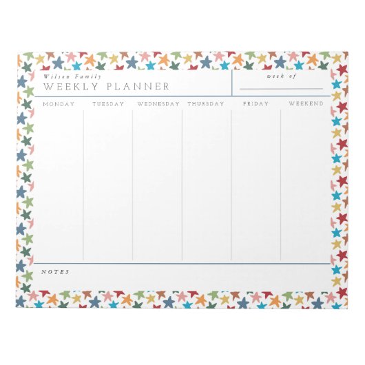Scatered Stars Family Weekly Planner Notepad Notitieblok (Voorkant)