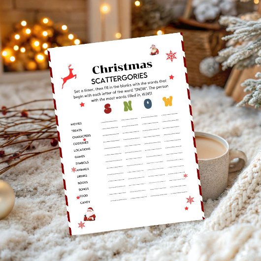Scattegories Kerstfeest spelkaart Kaart