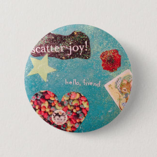 Scatter Joy. Collage Glitter Pin Ronde Button 5,7 Cm